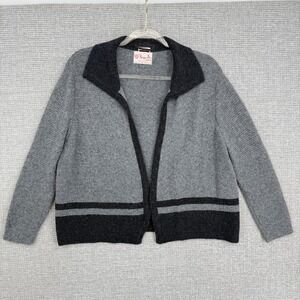 Vtg Suzy Dee Sweater Blazer Gray Orlon Acrylic Knit Womens Sz‎ L ASO Preppy